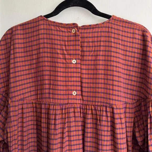 Aritzia Wilfted Le Fou Sachi Gingham Check Babydoll Mini Dress - Picture 7 of 12
